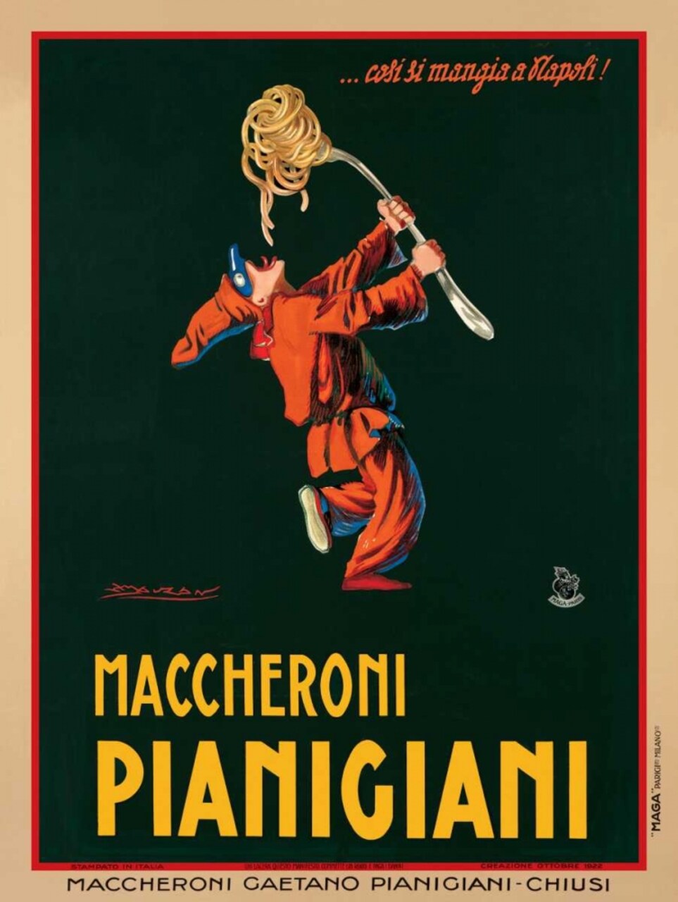 Maccheroni Pianigiani-1922 Poster Print by Achille Luciano Mauzan # VP885